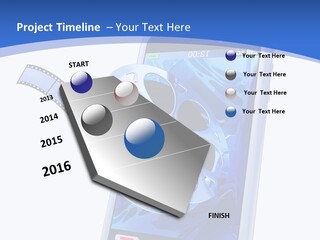 A Cell Phone With A Movie Reel On Top Of It PowerPoint Template
