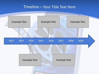 A Cell Phone With A Movie Reel On Top Of It PowerPoint Template
