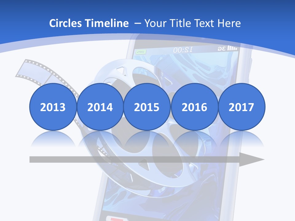A Cell Phone With A Movie Reel On Top Of It PowerPoint Template