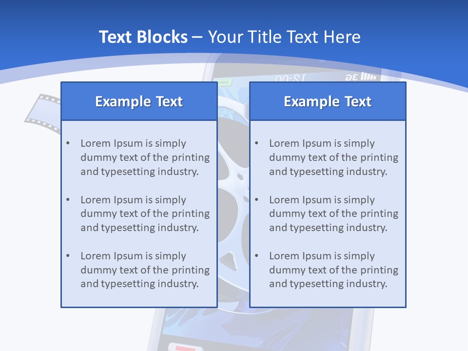 A Cell Phone With A Movie Reel On Top Of It PowerPoint Template