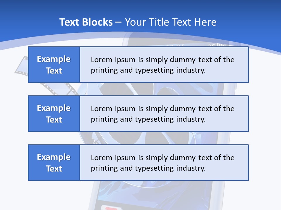 A Cell Phone With A Movie Reel On Top Of It PowerPoint Template