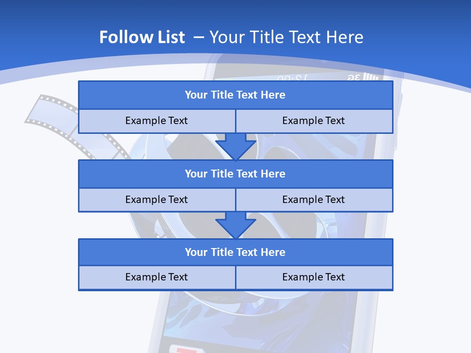 A Cell Phone With A Movie Reel On Top Of It PowerPoint Template