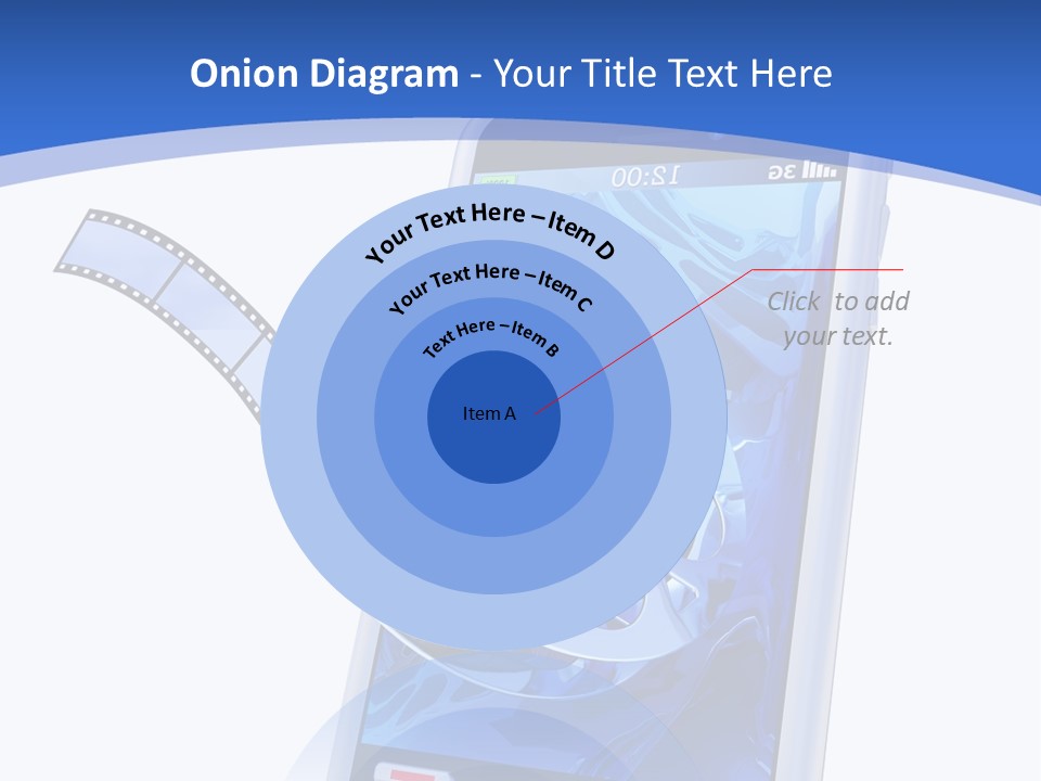A Cell Phone With A Movie Reel On Top Of It PowerPoint Template