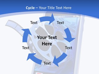A Cell Phone With A Movie Reel On Top Of It PowerPoint Template