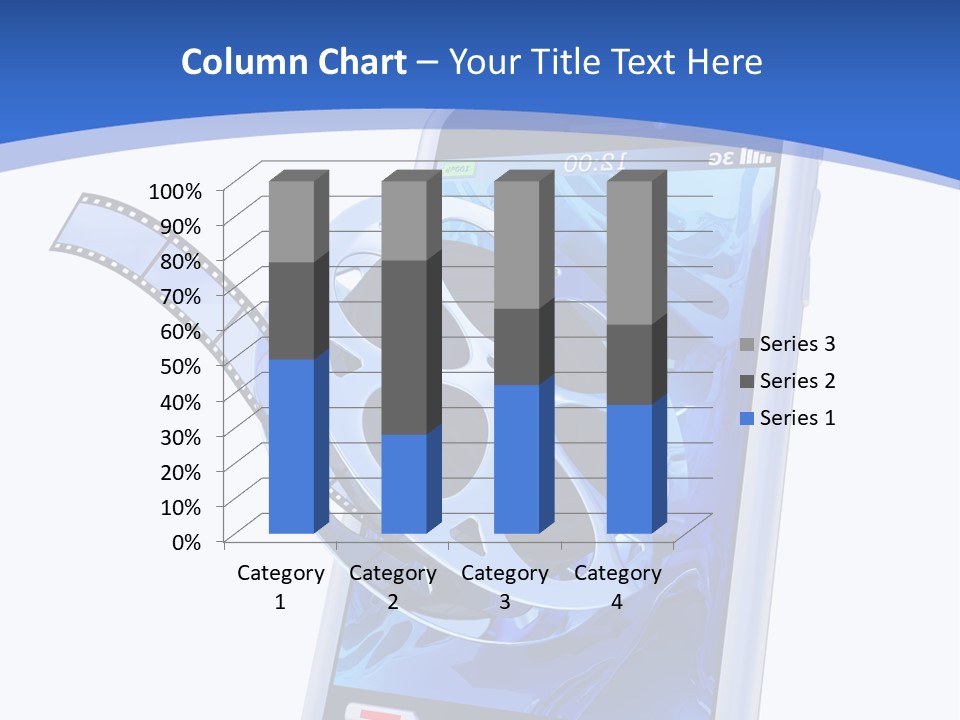 A Cell Phone With A Movie Reel On Top Of It PowerPoint Template