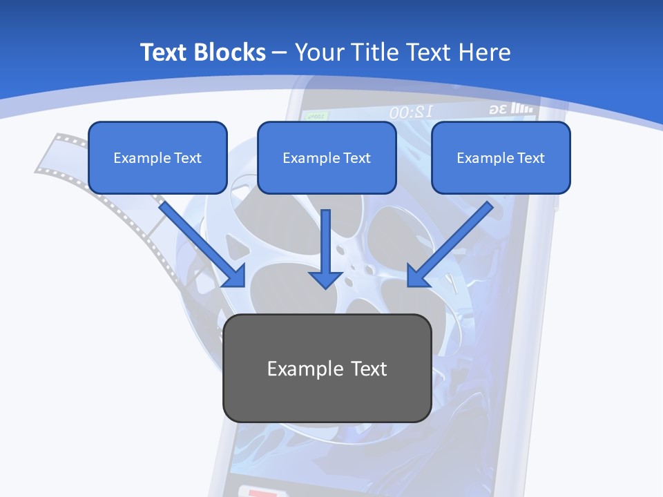 A Cell Phone With A Movie Reel On Top Of It PowerPoint Template