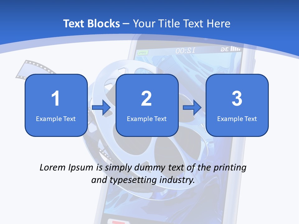 A Cell Phone With A Movie Reel On Top Of It PowerPoint Template