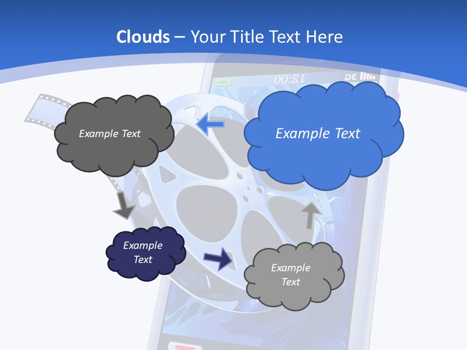 A Cell Phone With A Movie Reel On Top Of It PowerPoint Template