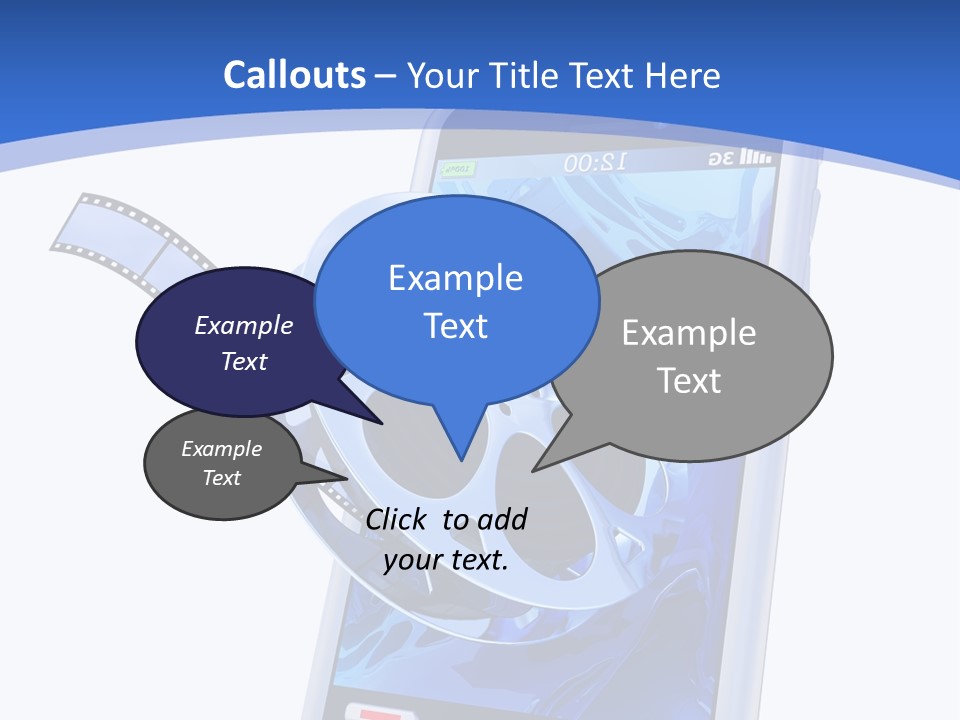 A Cell Phone With A Movie Reel On Top Of It PowerPoint Template