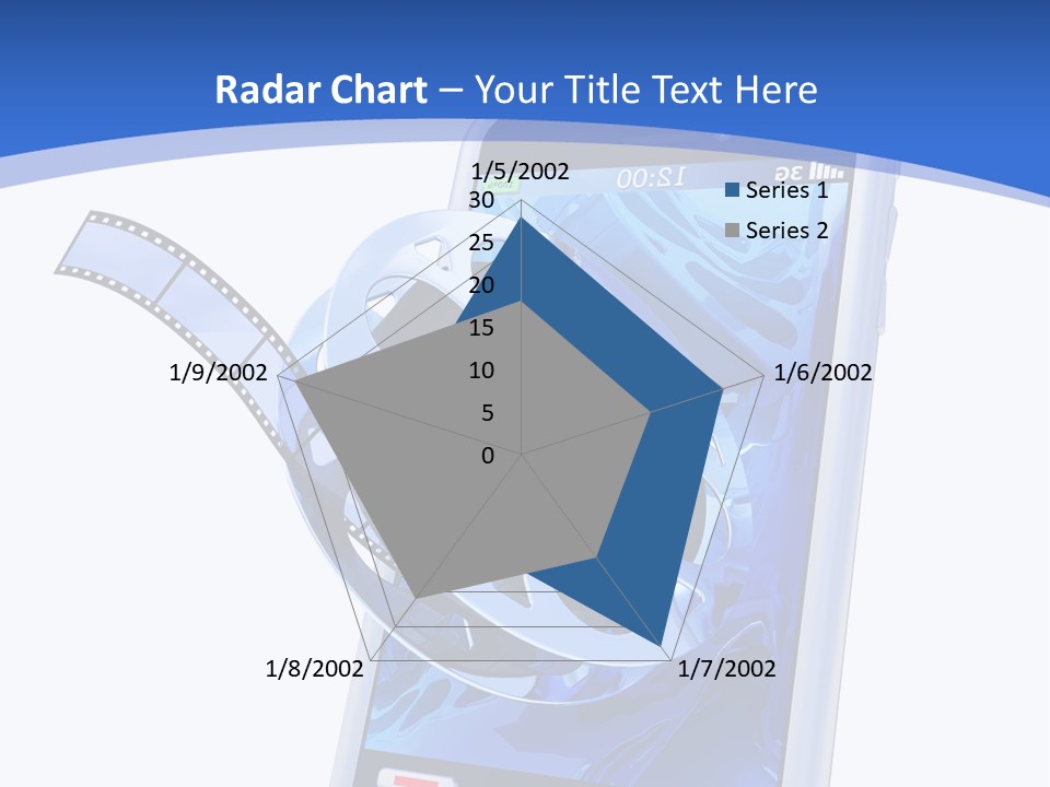A Cell Phone With A Movie Reel On Top Of It PowerPoint Template