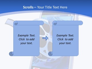 A Cell Phone With A Movie Reel On Top Of It PowerPoint Template