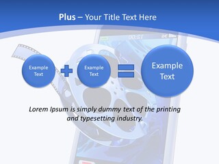 A Cell Phone With A Movie Reel On Top Of It PowerPoint Template