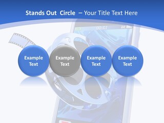 A Cell Phone With A Movie Reel On Top Of It PowerPoint Template