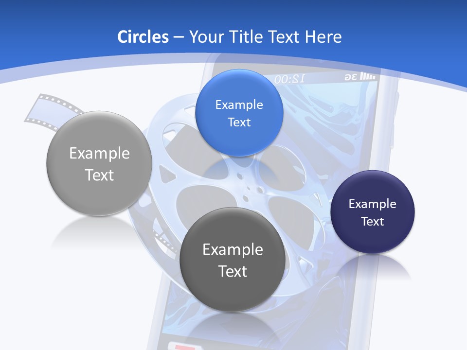 A Cell Phone With A Movie Reel On Top Of It PowerPoint Template