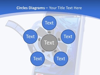 A Cell Phone With A Movie Reel On Top Of It PowerPoint Template