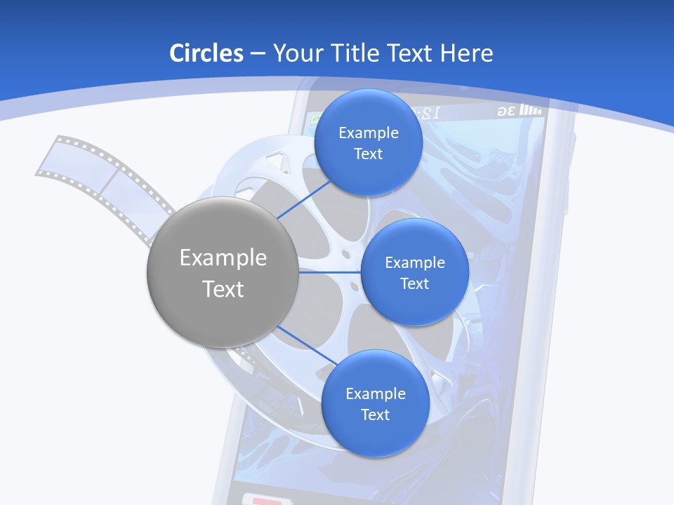 A Cell Phone With A Movie Reel On Top Of It PowerPoint Template