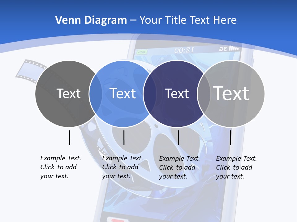 A Cell Phone With A Movie Reel On Top Of It PowerPoint Template