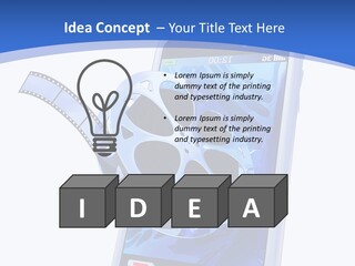 A Cell Phone With A Movie Reel On Top Of It PowerPoint Template