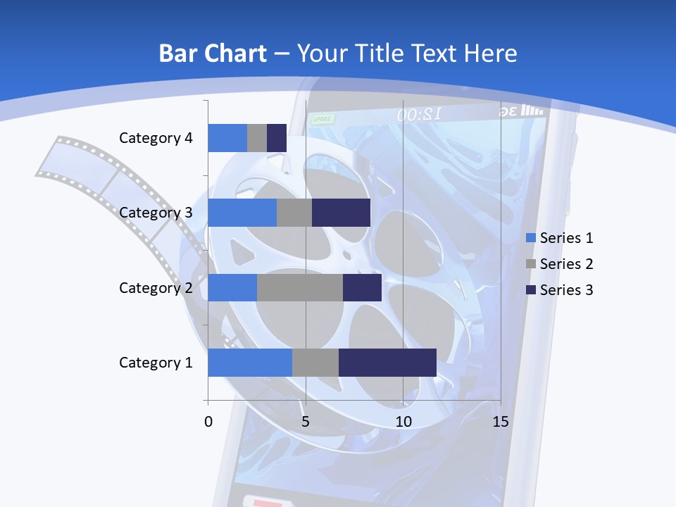 A Cell Phone With A Movie Reel On Top Of It PowerPoint Template