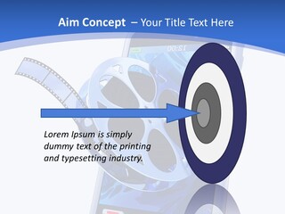 A Cell Phone With A Movie Reel On Top Of It PowerPoint Template