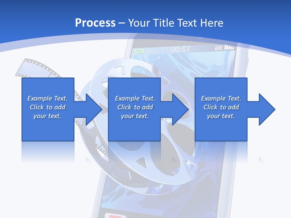 A Cell Phone With A Movie Reel On Top Of It PowerPoint Template