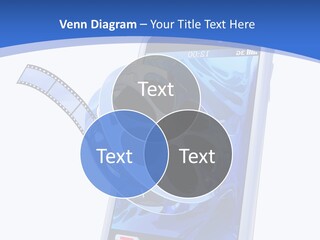 A Cell Phone With A Movie Reel On Top Of It PowerPoint Template