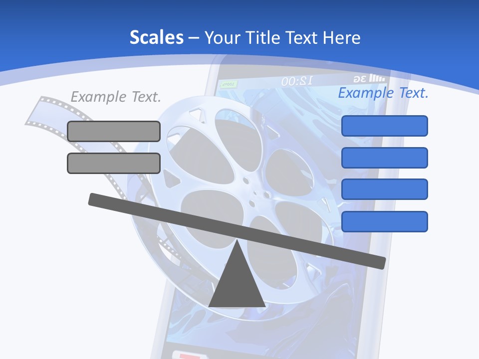 A Cell Phone With A Movie Reel On Top Of It PowerPoint Template
