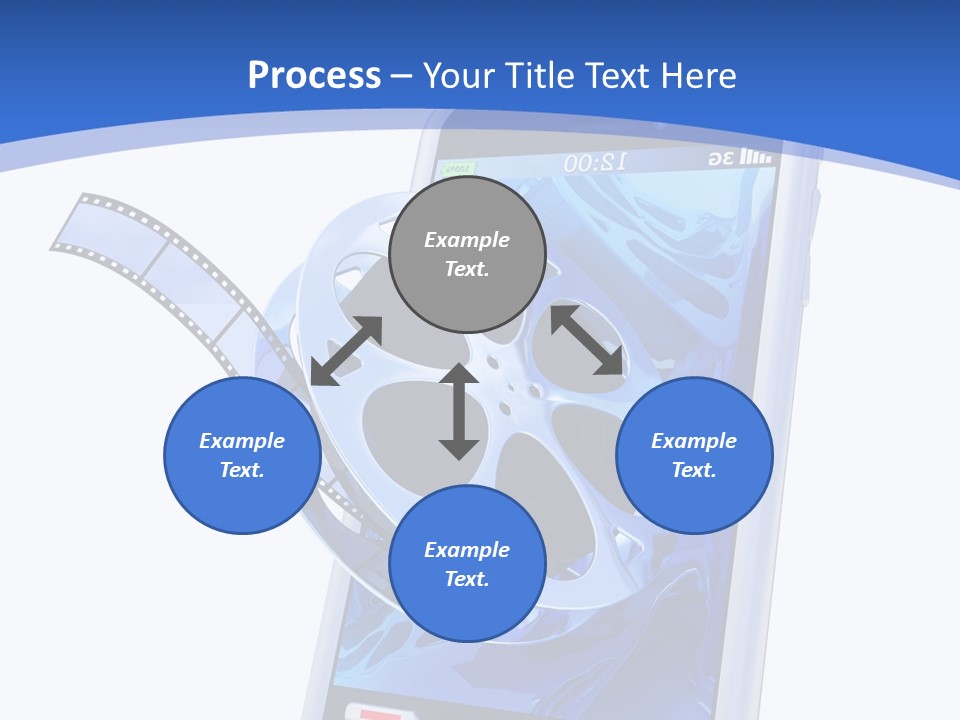 A Cell Phone With A Movie Reel On Top Of It PowerPoint Template