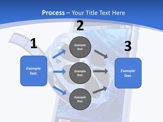 A Cell Phone With A Movie Reel On Top Of It PowerPoint Template