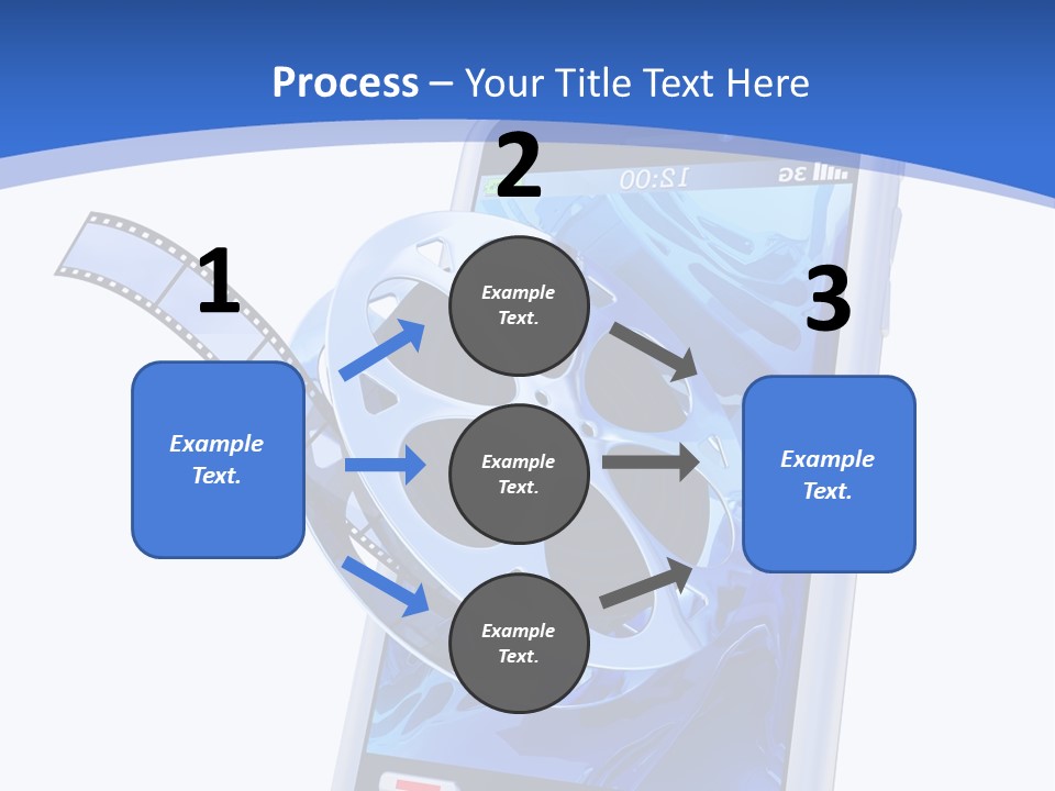 A Cell Phone With A Movie Reel On Top Of It PowerPoint Template