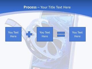 A Cell Phone With A Movie Reel On Top Of It PowerPoint Template