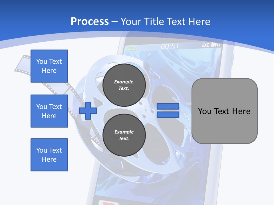 A Cell Phone With A Movie Reel On Top Of It PowerPoint Template