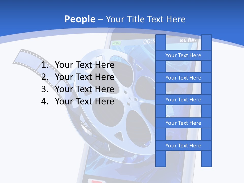 A Cell Phone With A Movie Reel On Top Of It PowerPoint Template