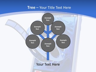 A Cell Phone With A Movie Reel On Top Of It PowerPoint Template