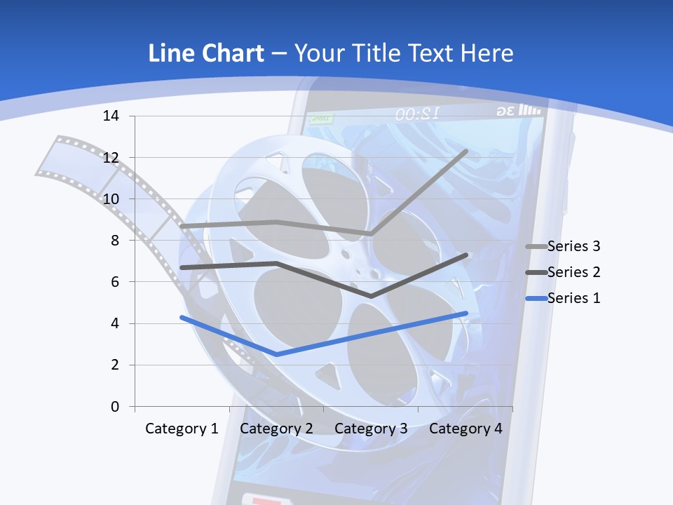 A Cell Phone With A Movie Reel On Top Of It PowerPoint Template