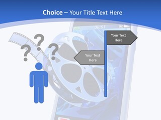 A Cell Phone With A Movie Reel On Top Of It PowerPoint Template
