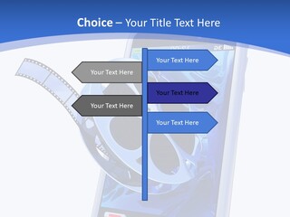 A Cell Phone With A Movie Reel On Top Of It PowerPoint Template