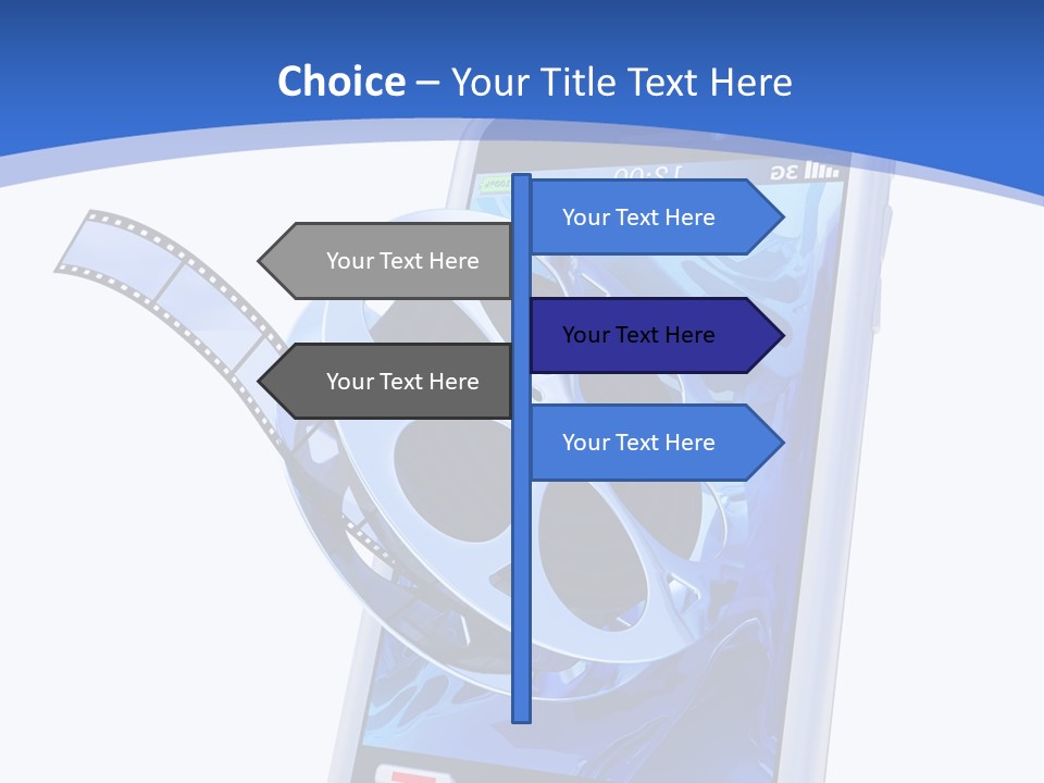 A Cell Phone With A Movie Reel On Top Of It PowerPoint Template