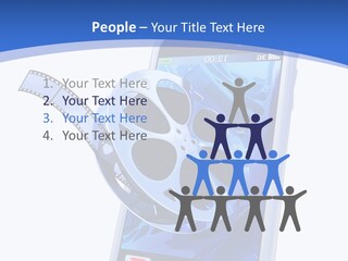 A Cell Phone With A Movie Reel On Top Of It PowerPoint Template