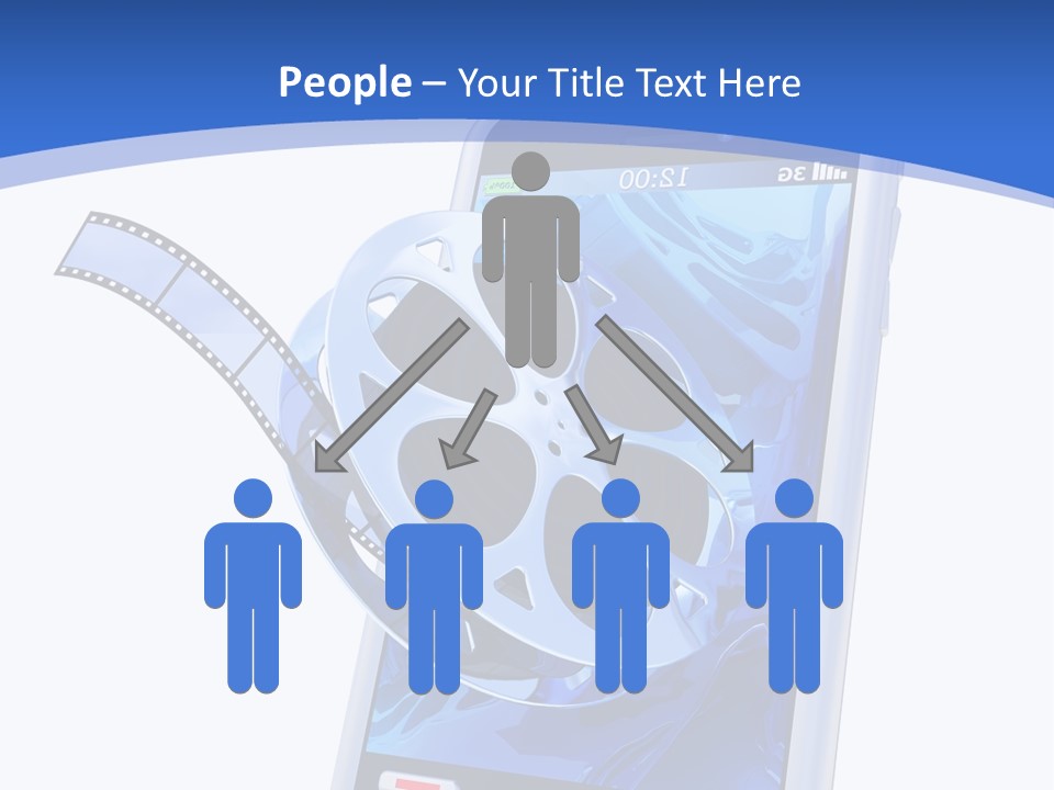 A Cell Phone With A Movie Reel On Top Of It PowerPoint Template