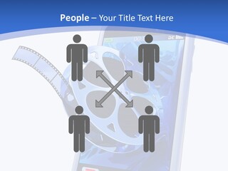 A Cell Phone With A Movie Reel On Top Of It PowerPoint Template