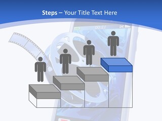 A Cell Phone With A Movie Reel On Top Of It PowerPoint Template