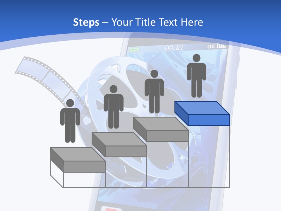 A Cell Phone With A Movie Reel On Top Of It PowerPoint Template