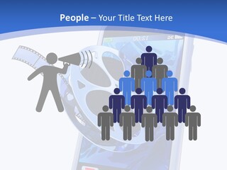 A Cell Phone With A Movie Reel On Top Of It PowerPoint Template