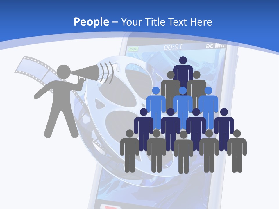 A Cell Phone With A Movie Reel On Top Of It PowerPoint Template