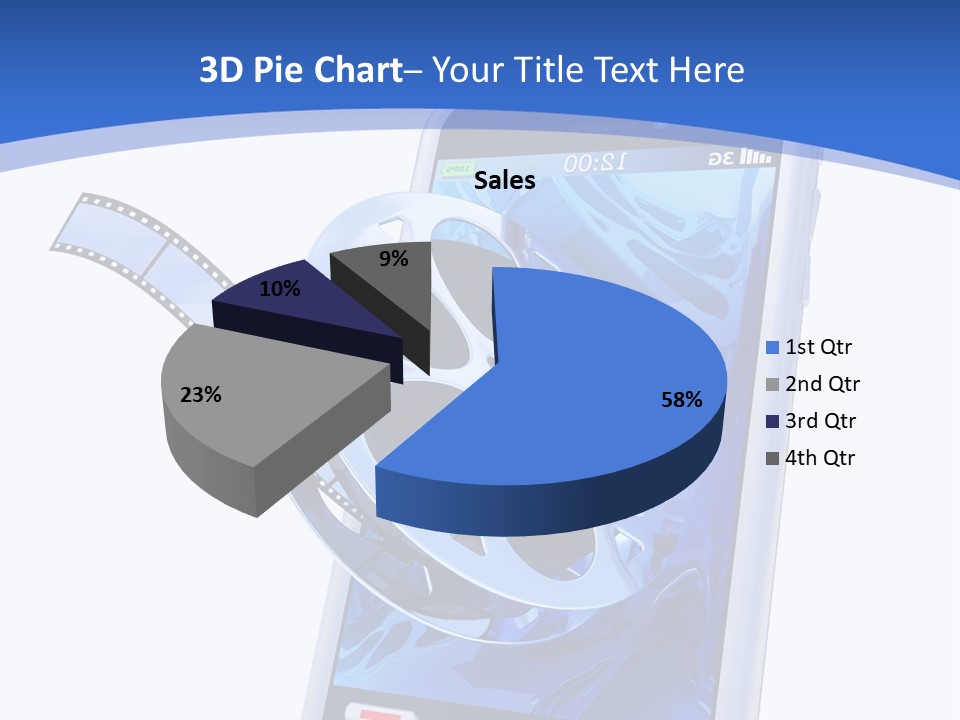 A Cell Phone With A Movie Reel On Top Of It PowerPoint Template