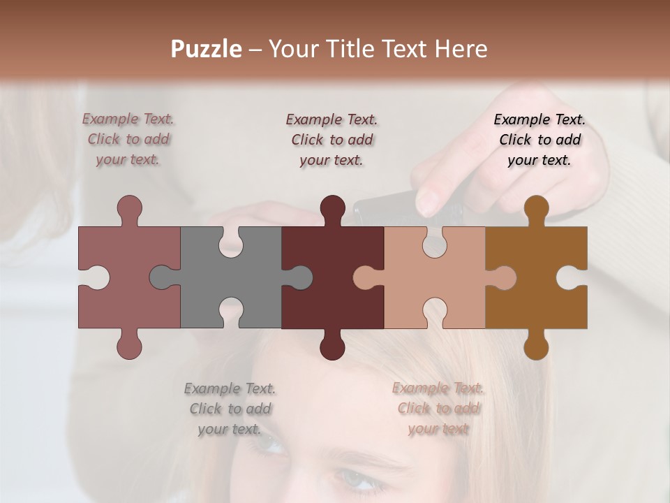 A Woman Cutting A Little Girl's Hair With Scissors PowerPoint Template