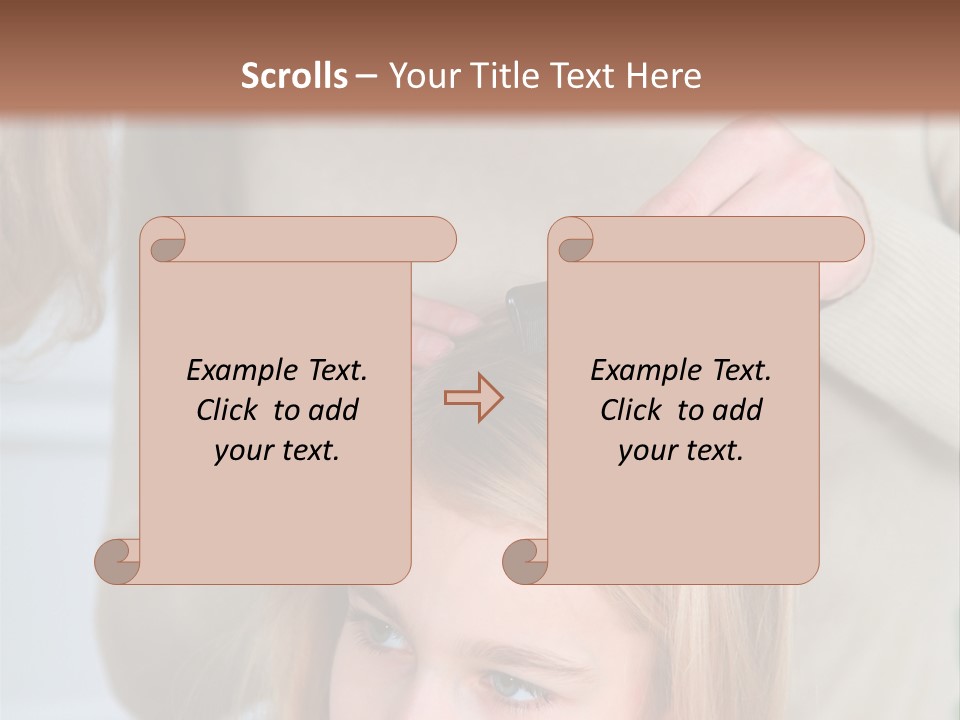 A Woman Cutting A Little Girl's Hair With Scissors PowerPoint Template