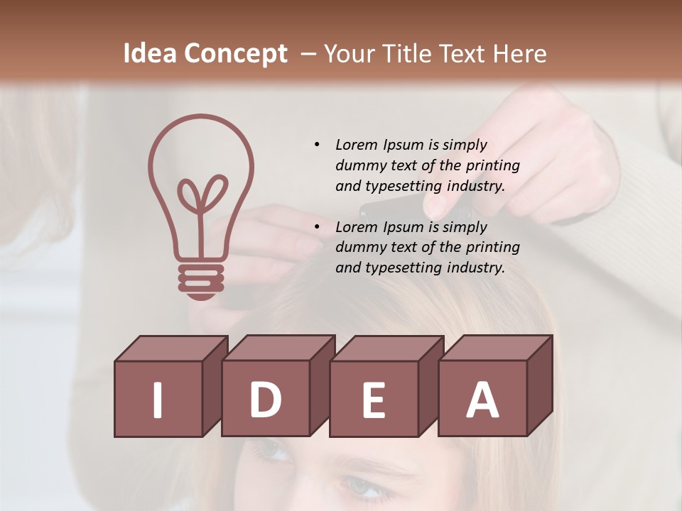 A Woman Cutting A Little Girl's Hair With Scissors PowerPoint Template