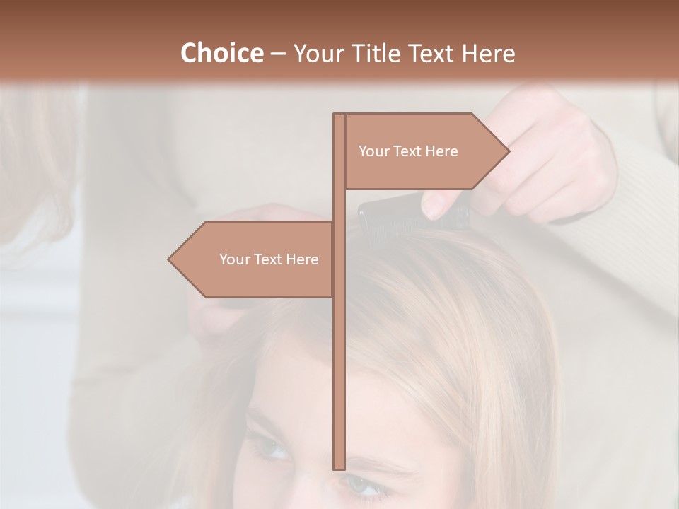 A Woman Cutting A Little Girl's Hair With Scissors PowerPoint Template